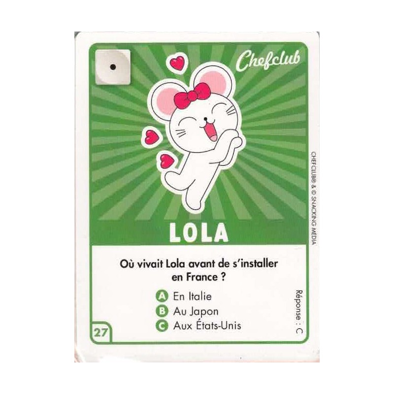 CARTE  27 LOLA - Collection 2023 - Amuse-toi en cuisine