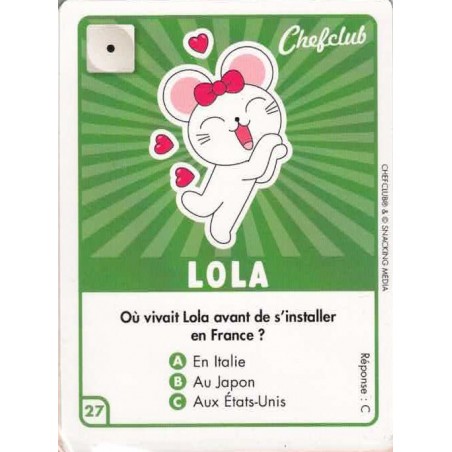 CARTE  27 LOLA - Collection 2023 - Amuse-toi en cuisine