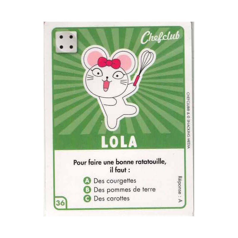 CARTE  36 LOLA - Collection 2023 - Amuse-toi en cuisine