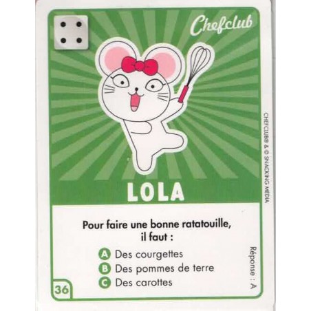 CARTE  36 LOLA - Collection 2023 - Amuse-toi en cuisine