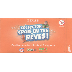 Pochette 4 autocollants et 1 vignette du collector Crois en tes Rêves - Cora & Match - Août 2021